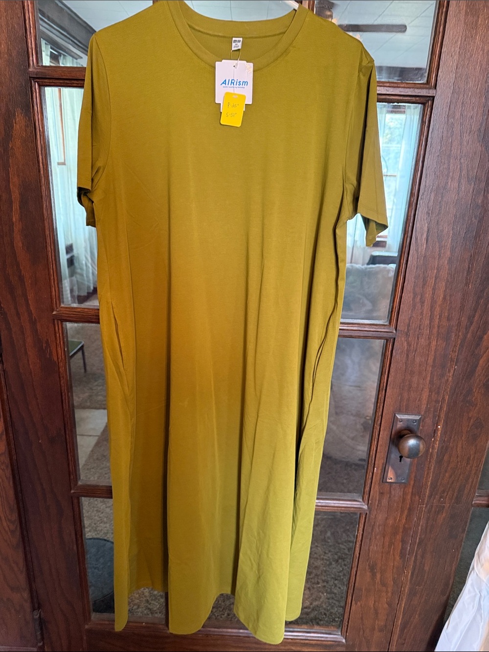 Uniqlo AIRism Olive Green Maxi Dress
